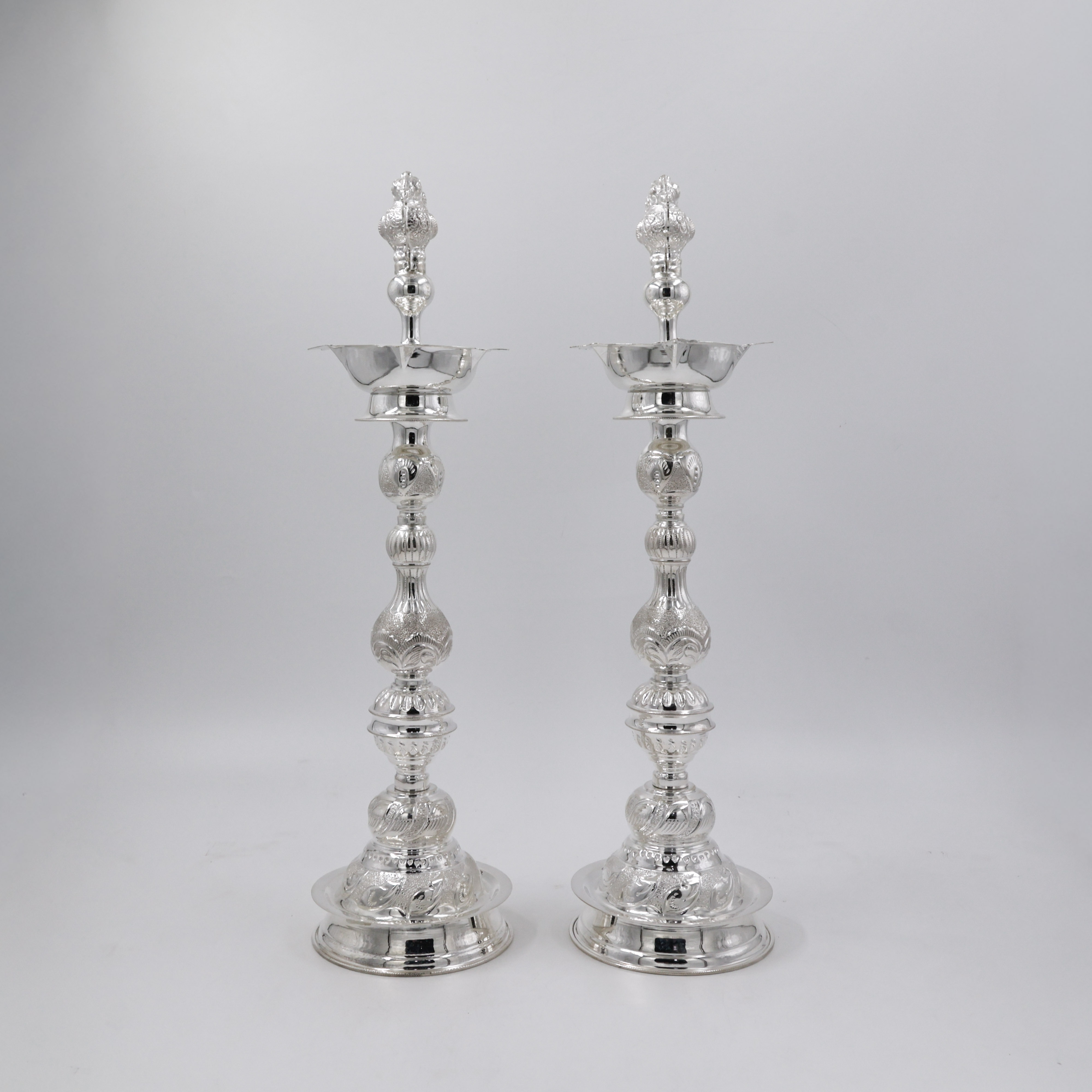 New Akshaya Jewellers - Silver Deepam With Nakshi Design Peacock